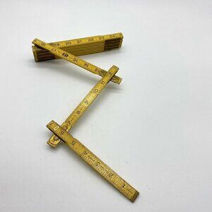 Vintage New Britain Folding Wooden Extension Ruler M-206 Carpenter Tool 40s-60s